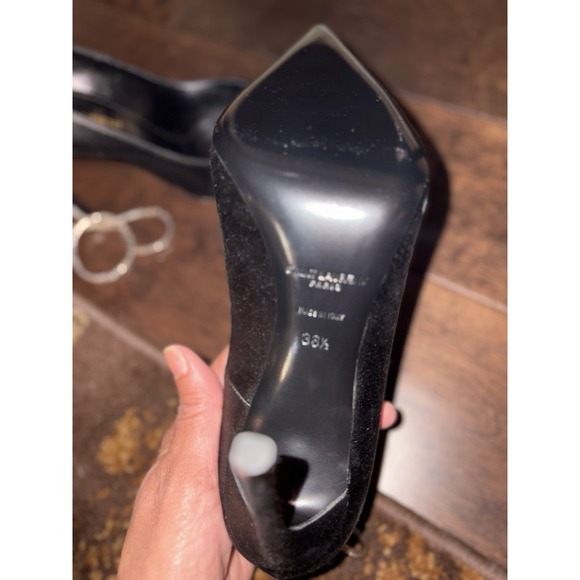 New Saint Laurent Paris Zoe‎ Chain Black Satin Pump  SIZE 36.5 - Picture 8 of 11